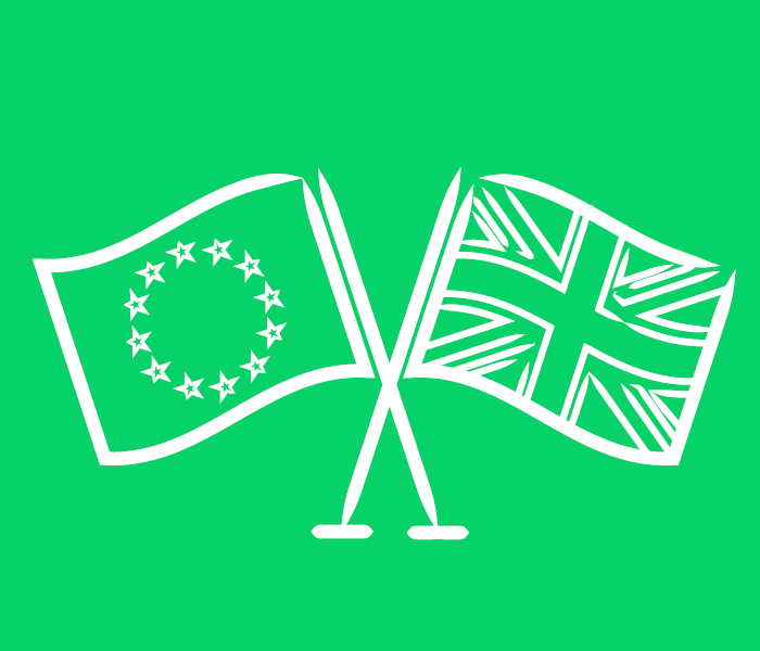 Euro and UK flag illustration